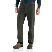 Carhartt Relaxed Straight Rigby Lined Dungaree Pant, Rugged Flex Stretch, Peat Green, 42W x 32L, Mid-Rise