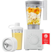 Chefman RJ27-T1-TJ-CONCRETE Obliterator Professional Blender, 1380W Motor, Auto Blend Function, White, 48 oz Tritan Jar, 20 oz Travel Jar