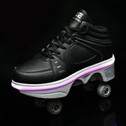 KOFUBOKE 2-in-1 Roller Skate Shoes, Black, 9.5