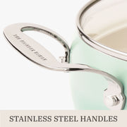 The Pioneer Woman Harlow 15-Piece Ceramic Non-Stick Cookware Set, Green, Aluminum Pots and Pans with Stainless Steel Handles