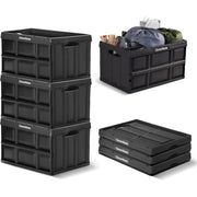 CleverMade Collapsible Storage Bins, 46L, 3-Pack, Obsidian, Stackable Foldable Plastic Storage Crates