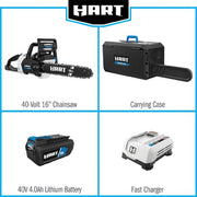 HART HLCS021 40-Volt Cordless 16-inch Chainsaw Kit, (1) 4.0 Ah Lithium-Ion Battery