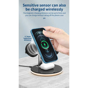 Famous Tech Shop 25W Qi2 3-in-1 Magnetic Wireless Charging Station with Smart Display and TEC Cooling Fan for iPhone Apple Watch AirPods, JJT-970