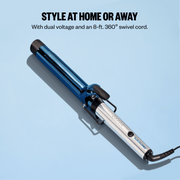BaBylissPRO Nano Titanium Extended Barrel Hair Curling Iron, 1.5 in, Blue, 5 Digital Temperature Settings up to 430F, BNTW150XLUC