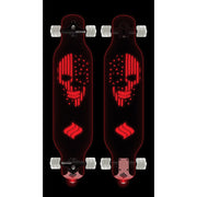 Shark Wheel Clear Skull Longboard with Built-In Color Changing Lights, 72mm DNA Shark Wheels, ABEC 9 Bearings, 180mm Reverse Kingpin Trucks