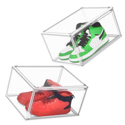 DAYOOH Transparent Plastic Shoe Storage Box with Magnetic Door, Stackable Sneaker Organizer, 2 Pack