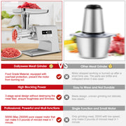 LINKChef MG-3840D-US Meat Grinder 2500W Electric Food Grinder Sausage Stuffer with 3 Size Plates and Kubbe Kits