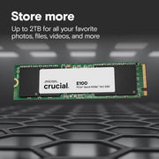Crucial E100 480GB PCIe 4.0 Gen4 NVMe M.2 2280 Internal Solid State Drive, Up to 4700MB/s Read Speed, High-Speed Storage for Laptop and Desktop, CT480E100SSD8