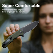 Civivi Mini Praxis Folding Pocket Knife, 2.98 in D2 Steel Drop-Point Blade, Green G10 Handle, Ball Bearing Pivot, Pocket Clip