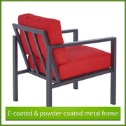 Mainstays MS2428079419006 Dashwood 4-Piece Outdoor Patio Conversation Set, Red Olefin Cushions, Rust-Resistant Steel Frame, Seats 4
