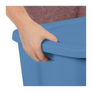 Sterilite 1638-9Z 18 Gallon Plastic Storage Bin with Snap-on Lid, Light Blue, 8 Pack
