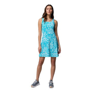Columbia Women's PFG Freezer III Athletic Dress, Sleeveless, UPF 30 Sun Protection, Ocean Teal Vacay Blooms Tonal, Large, 153802