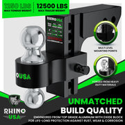 Rhino USA RG-HTDROP2-BLK Adjustable Trailer Hitch (Fits 2