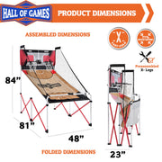 Medal Sports Hall of Games Indoor Arcade Basketball Game, 84 in Steel Frame, EZ-Fold X-Leg, Dual 12 in Steel Rims, Electronic LED Scoring, Includes 4 Size 3 Basketballs
