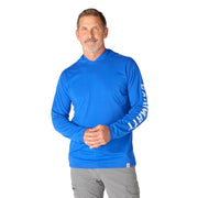 Carhartt Men's Force Relaxed Fit Midweight Long-Sleeve Hooded T-Shirt with FastDry Sweat-Wicking and UPF 25+ Sun Protection, Electric Indigo, X-Large, 106654
