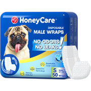 Absorlution LLC Honey Care All-Absorb Disposable Male Dog Wrap, Super Absorbent, Breathable, Small 12-18 in Waist, 50 Count
