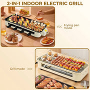SUSLAS Electric Indoor Grill & Griddle, 1800W Smokeless Design, 4 Removable Nonstick Plates, Adjustable Temperature Control, Dishwasher Safe, Black, DKS-320
