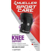 Mueller Adjustable Knee Support Brace, 4-Way Adjustable Compression, Black, One Size Fits Most