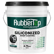 Rubbertop USA White Siliconized Roof Sealant, Waterproof Acrylic Elastomeric Coating, Fast Drying, 4.75 Gallon Pail