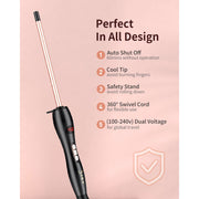 IKV 3/8 Inch Curling Wand Irons with 9 Heat Settings for Short & Long Hair, 9mm Thin Curling Iron, Gold, Black - Corded Electric