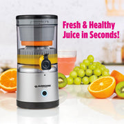 Ontel Hurricane Cordless Electric Citrus Juicer, Powerful 500 RPM Motor, Dishwasher Safe Parts, Silver, Hj-Mc4