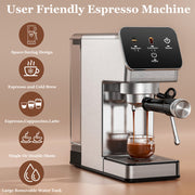 Juissiart Espresso Machine Coffee Maker, 20-Bar Italian Pump, 1350W Boiler, Stainless Steel, 40oz Removable Water Tank, Silver, CME1110