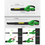 Firstness XMFN-LB01 21V Powerful Electric Leaf Blower with 2 Batteries and Charger, Green