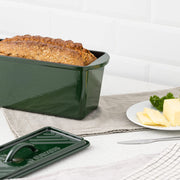 Navaris Cast Iron Bread Loaf Pan with Lid, Green, 13-3/8 in x 5-1/8 in x 5-1/8 in
