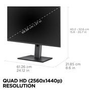 ViewSonic VG2752-2K 27-Inch QHD IPS Monitor, 100Hz Refresh Rate, USB-C with 65W Charging, HDMI, DisplayPort, Ergonomic Stand with Tilt Swivel Pivot Height Adjust, USB Hub