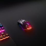 SteelSeries Aerox 3 Onyx Wireless Gaming Mouse, Ultra-Lightweight 68g, TrueMove Air Optical Sensor 18,000 CPI, Dual 2.4 GHz and Bluetooth 5.0 Connectivity, IP54 Water and Dust Resistant, USB-C Fast Charging