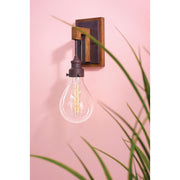 Hinkley Denton Medium One Light Wall Sconce with Wood Accents, Clear Glass Shade, Pewter Finish, Industrial Iron, 3260IN
