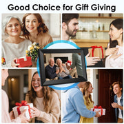 Ooiloln 10.1 Inch WiFi Digital Photo Frame, 1280x800 IPS LCD Touchscreen, Auto-Rotate Portrait and Landscape, Built-In 16GB Memory, Black