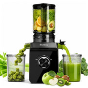 Bluebow Cold Press Masticating Juicer with 5.3-Inch Large Feed Chute, High Juice Yield, Quiet 150W Motor, Easy to Clean, Black, JS2311-13
