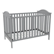 Baby Relax Adele 3-in-1 Convertible Crib, Light Gray, Solid Pine Wood, Adjustable Mattress Heights, Contemporary Design