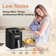 Ostba 2.5QT Air Fryer, 1000W Compact Black Hot Air Fryer with Adjustable Temperature and 60-Minute Timer, Nonstick Dishwasher-Safe Basket