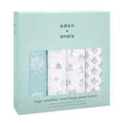 aden + anais Classic Muslin Swaddle Blankets, 4-Pack, 100% Cotton Muslin, Now + Zen Animal Print, 47 in x 47 in, ASWC40012
