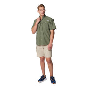 Columbia PFG Bahama II Men's Short Sleeve Button-Down Shirt, Cypress Green, Relaxed Fit, UPF 50 Sun Protection, Nylon, Big Size 1X, 101165