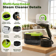KANFUAQ Handheld Steam Cleaner, 2500W Power, 3-Level Adjustable Steam, 1.4L Large Tank, 15-Piece Accessory Kit, Portable Steamer for Home Car Kitchen Bathroom, TC-SC-005