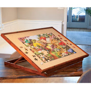 Bits and Pieces Deluxe Swivel Puzzle Easel with Adjustable Tilt, Non-Slip Felt Surface, Protective Cover, Walnut Finish, 25 in x 34 in