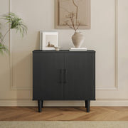 Mainstays Accent Cabinet, Black, Two Fixed Shelves, Magnetic Door Closures, Tapered Legs