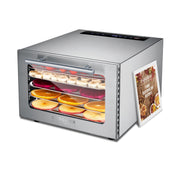 Cercker Food Dehydrator, 400W, 5 Stainless Steel Trays, Adjustable Thermostat 70-190F, 24H Timer, Transparent Glass Door, DBC-05A