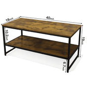 Dowellia 3-Piece Coffee Table Set, Rustic Brown Wood Tops, Black Metal Frame, Includes 1 Rectangular Coffee Table & 2 Square End Tables - Easy Assembly