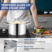 Vesteel 10-Piece Stainless Steel Pots and Pans Sets, Kitchen Cookware Set of 6