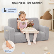 Caveen Kids Couch, Caveen Extra Wide Toddler Couch Fold Out, Baby Sofa Chair Comfy for Birthday Gift, Children's Day, Grey - High Quality Material