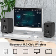Pacoar Cade USB Blueooth Computer Speakers for Desktop Pc and Laptop Plug-n-play 30w Rms Active Bookshelf with 3-inch Full Range - Silver