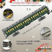 BUBUQE Electric Train Set, Metal Alloy Steam Locomotive with Glowing Passenger Cars, Remote Control, Light and Sound Effects, Deluxe 2026 Christmas Toy, 35-5L
