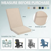 Unbranded Outdoor Seating Cushions Set of 2 Beige Faux Linen for Adirondack and Rocking Chairs with High-Density Foam, Water-Repellent Fabric, Removable Covers