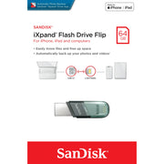 SanDisk Sdix90n-064g-aw6nn 64GB iXpand Flash Drive Flip