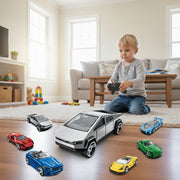 Funtogether Toys 1:12 Cybertruck Remote Control Car, 4WD Dual-Motor High-Speed All-Terrain Vehicle with LED Lights, 7-in-1 Pack, CD0028