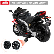 TCARAIWEN 24V Kids Motorbike Aprilia Licensed Ride on Toy, Black